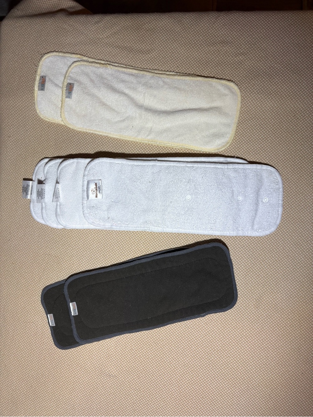 Alva Baby & Mama Koala Cloth Diaper Inserts - White, Cream & Black